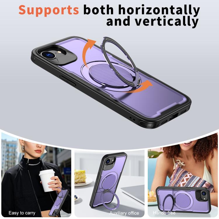 For iPhone 17e / 16e Metal 360 Degree Rotation Holder MagSafe Phone Case