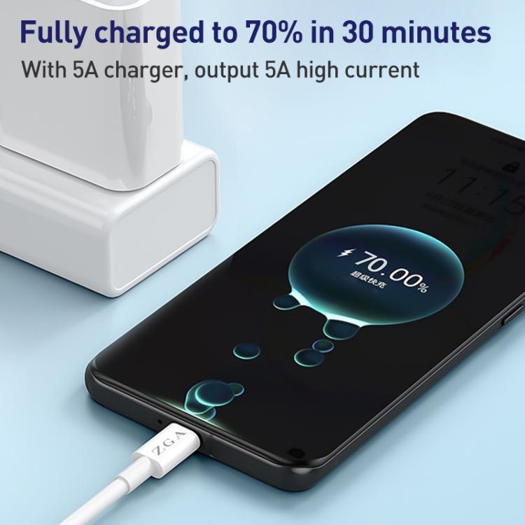 ZGA CB05 5A USB to Type-C Fully Compatible Fast Charging Data Cable, Length: 1m - White