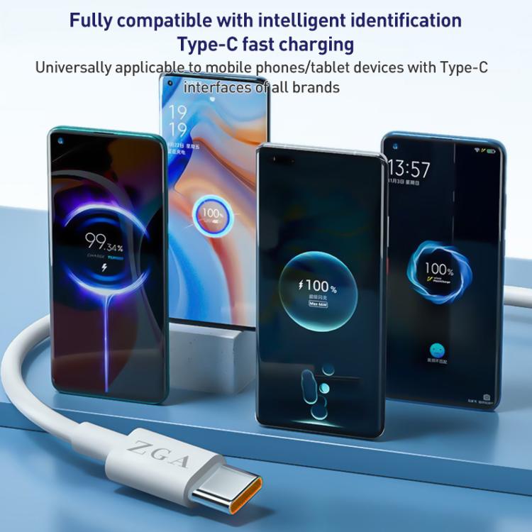 ZGA CB05 5A USB to Type-C Fully Compatible Fast Charging Data Cable, Length: 1m - White