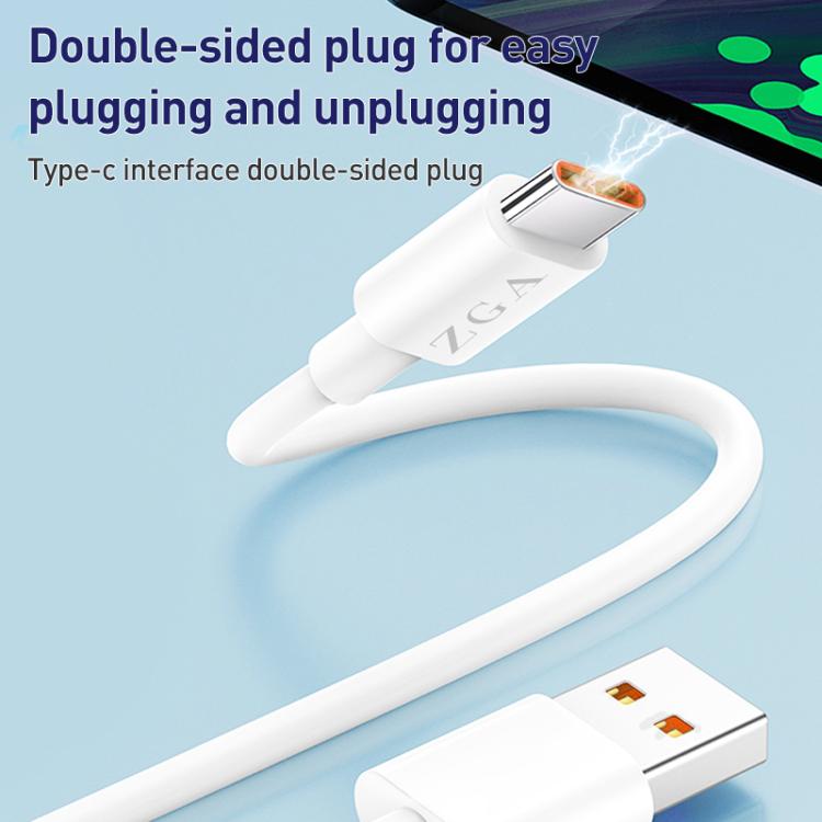 ZGA CB05 5A USB to Type-C Fully Compatible Fast Charging Data Cable, Length: 1m - White