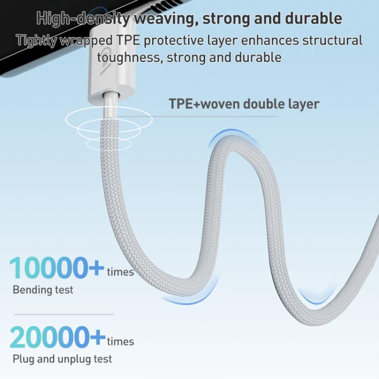 ZGA CB06 60W Type-C to Type-C Fast Charging Braided Data Cable, Length: 1m - White