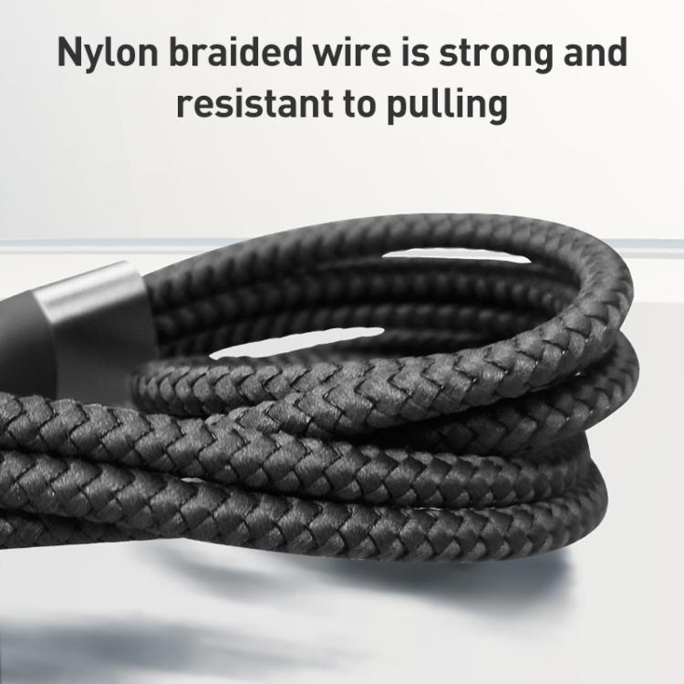 ZGA CB08 5A 3 in 1 USB Fast Charging Braided Data Cable, Length: 1.2m - Black