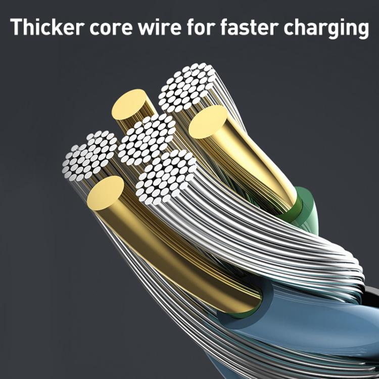 ZGA CB08 5A 3 in 1 USB Fast Charging Braided Data Cable, Length: 1.2m - Black