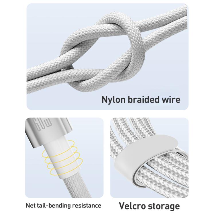 ZGA CB10 60W USB/Type-C to 8 Pin/Type-C 4 in 1 Fast Charging Data Cable, Length: 1.2m - White