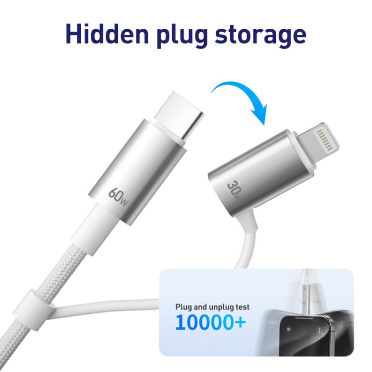 ZGA CB10 60W USB/Type-C to 8 Pin/Type-C 4 in 1 Fast Charging Data Cable, Length: 1.2m - White