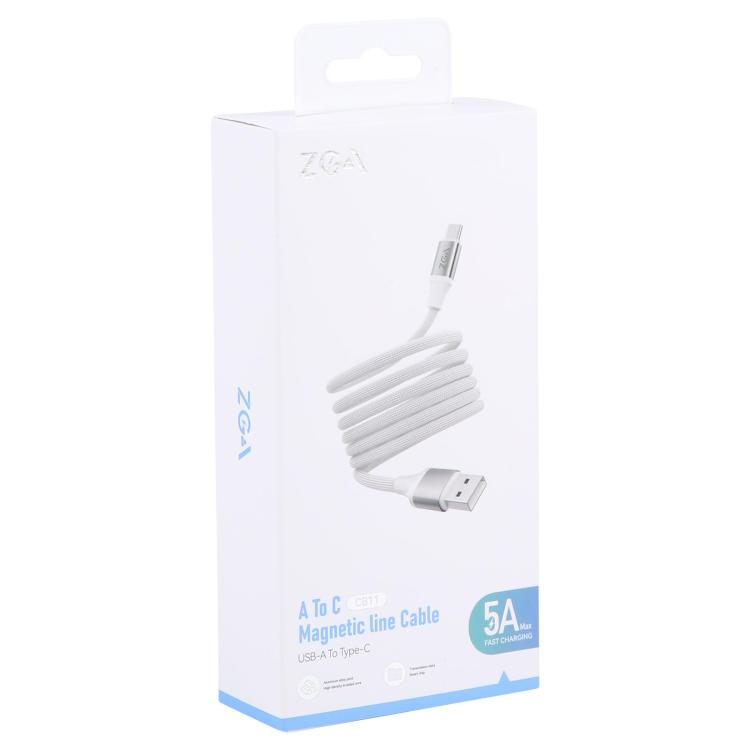ZGA CB11 5A USB to Type-C Aluminum Alloy Magnetic Data Cable, Length: 1m - White