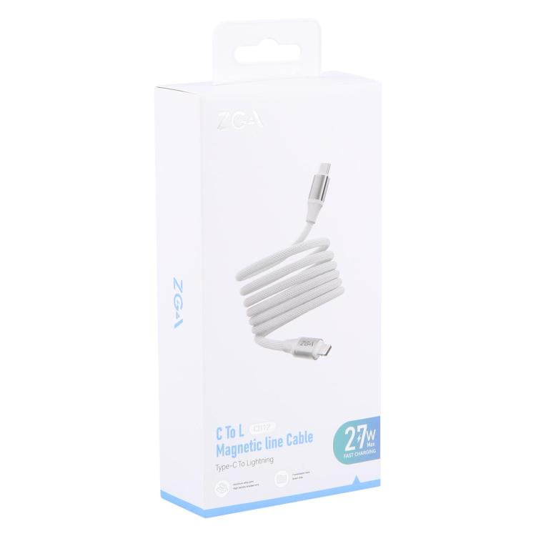 ZGA CB12 27W Type-C to 8 Pin Aluminum Alloy Magnetic Data Cable, Length: 1m - White