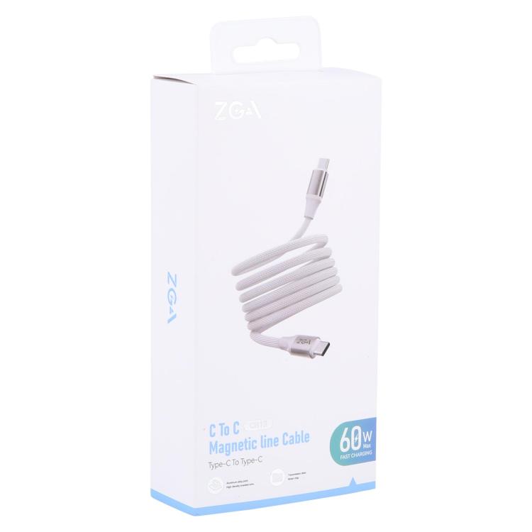 ZGA CB13 60W Type-C to Type-C Aluminum Alloy Magnetic Data Cable, Length: 1m - White