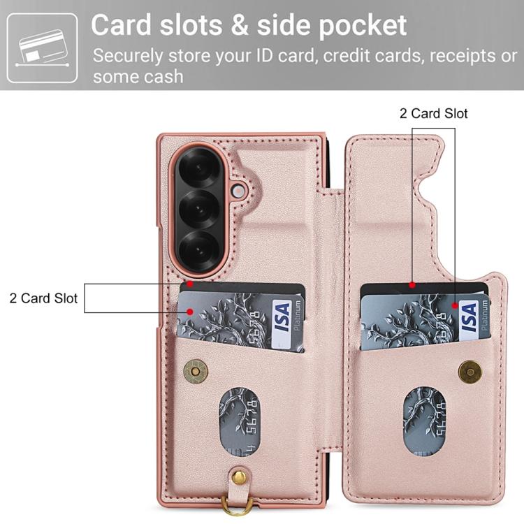For Samsung Galaxy Z Fold7 5G Crossbody Flower Pattern Leather Phone Case