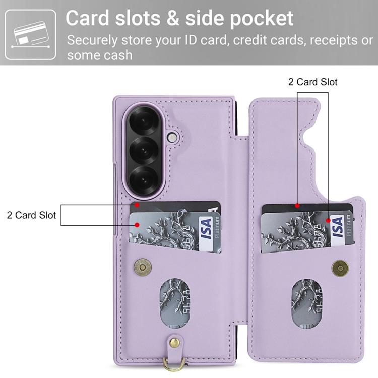 For Samsung Galaxy Z Fold7 5G Crossbody Flower Pattern Leather Phone Case
