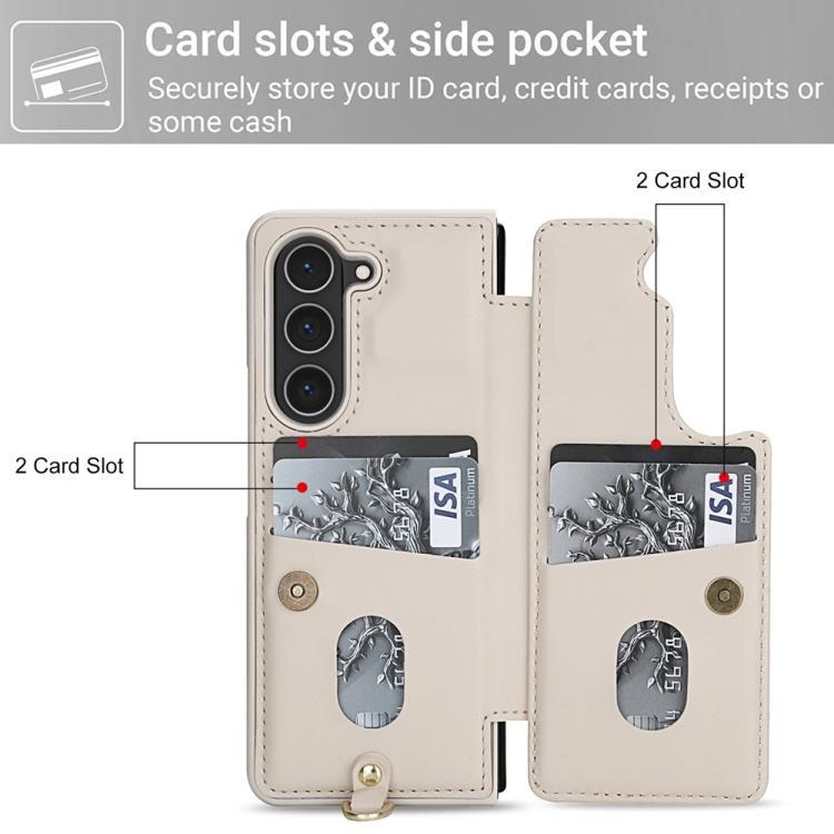 For Samsung Galaxy Z Fold5 Crossbody Flower Pattern Leather Phone Case