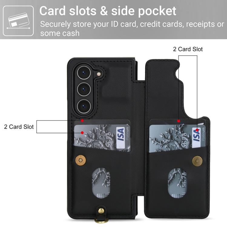 For Samsung Galaxy Z Fold5 Crossbody Flower Pattern Leather Phone Case