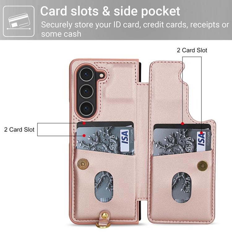 For Samsung Galaxy Z Fold5 Crossbody Flower Pattern Leather Phone Case