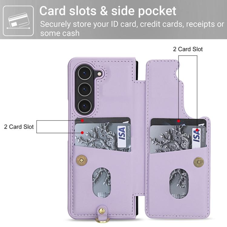 For Samsung Galaxy Z Fold5 Crossbody Flower Pattern Leather Phone Case