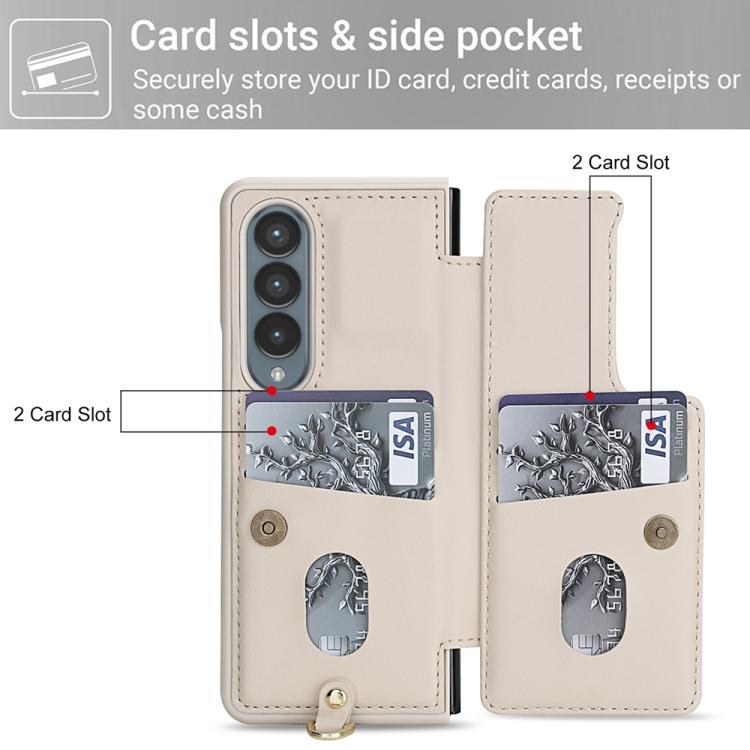 For Samsung Galaxy Z Fold4 Crossbody Flower Pattern Leather Phone Case