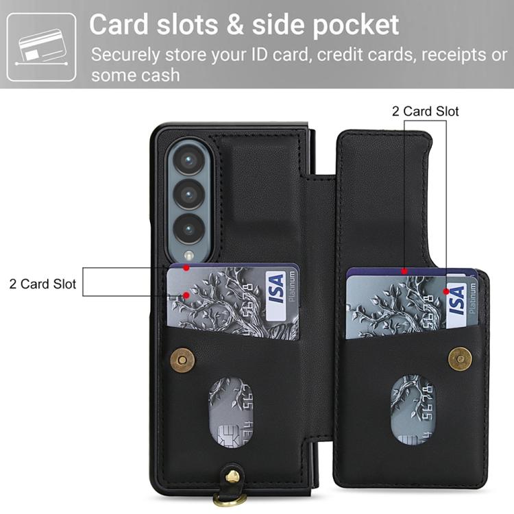 For Samsung Galaxy Z Fold4 Crossbody Flower Pattern Leather Phone Case