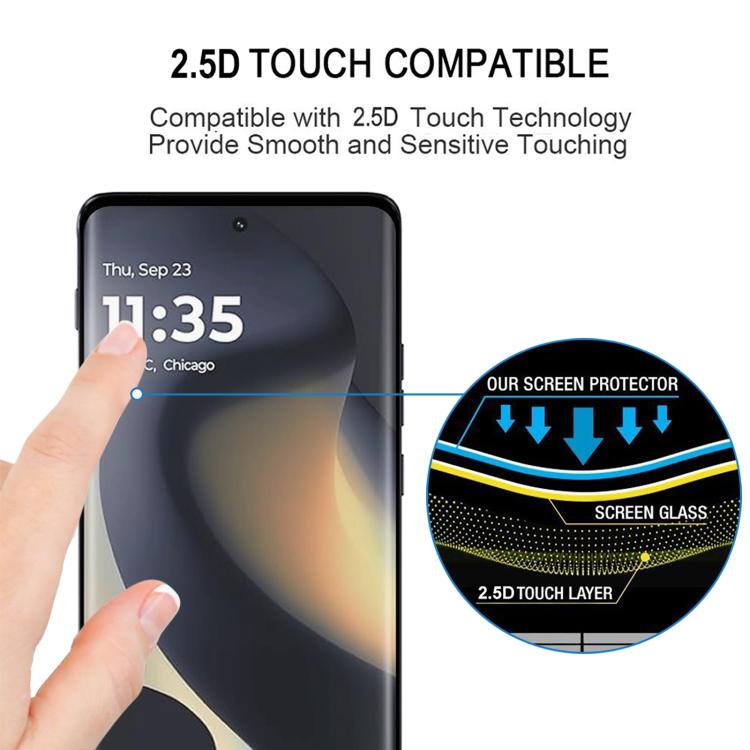 For Motorola Edge Full Glue 9H HD 3D Curved Edge Tempered Glass Film - Black
