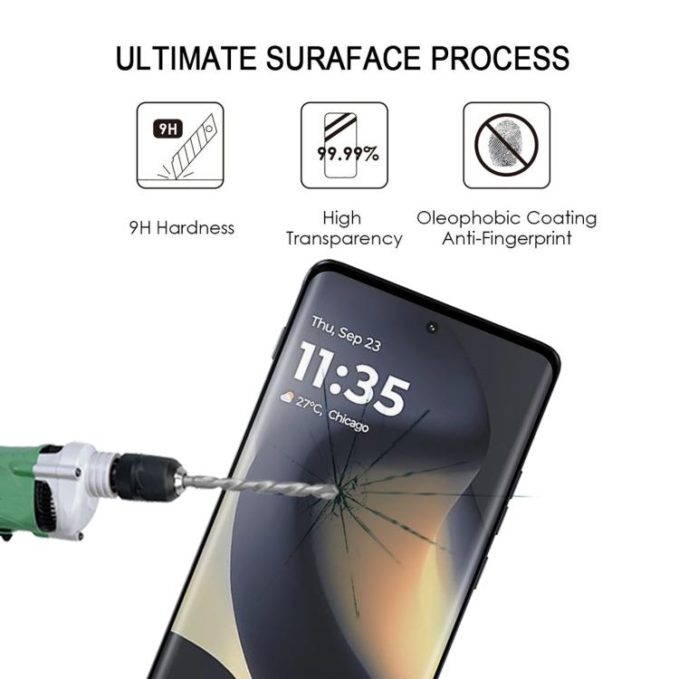 For Motorola Edge Full Glue 9H HD 3D Curved Edge Tempered Glass Film - Black