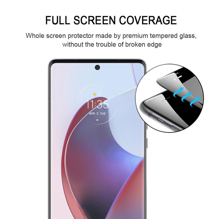 For Motorola Edge 30 Ultra Full Glue 9H HD 3D Curved Edge Tempered Glass Film - Black