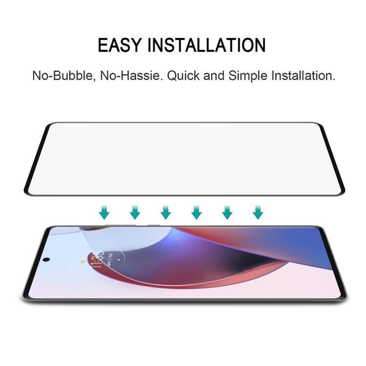 For Motorola Edge 30 Ultra Full Glue 9H HD 3D Curved Edge Tempered Glass Film - Black