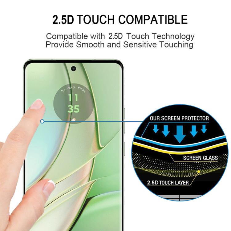 For Motorola Edge 40 Full Glue 9H HD 3D Curved Edge Tempered Glass Film - Black