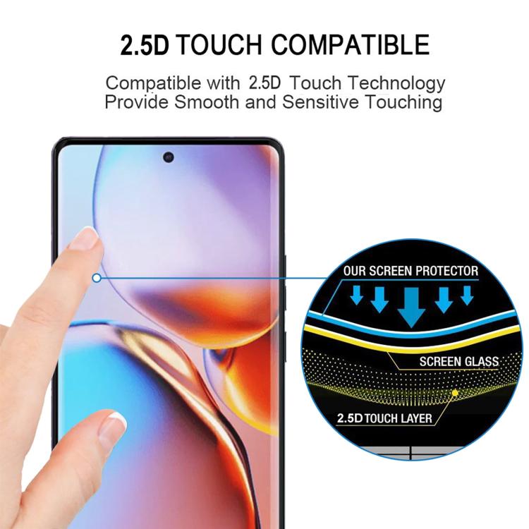 For Motorola Edge 40 Pro Full Glue 9H HD 3D Curved Edge Tempered Glass Film - Black
