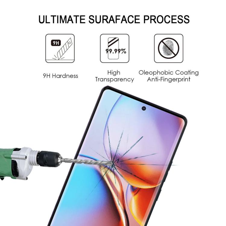 For Motorola Edge 40 Pro Full Glue 9H HD 3D Curved Edge Tempered Glass Film - Black