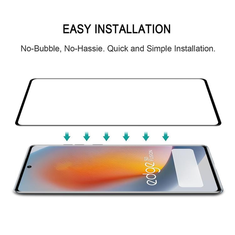 For Motorola Edge 50 Full Glue 9H HD 3D Curved Edge Tempered Glass Film - Black