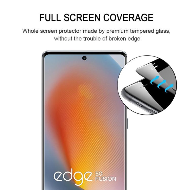 For Motorola Edge 50 Fusion Full Glue 9H HD 3D Curved Edge Tempered Glass Film - Black