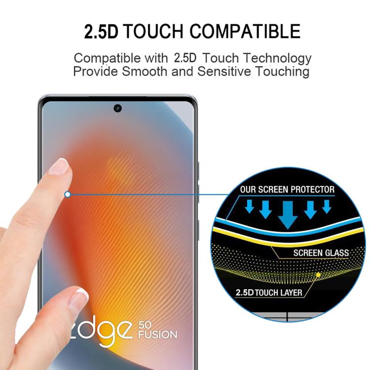 For Motorola Edge 50 Fusion Full Glue 9H HD 3D Curved Edge Tempered Glass Film - Black