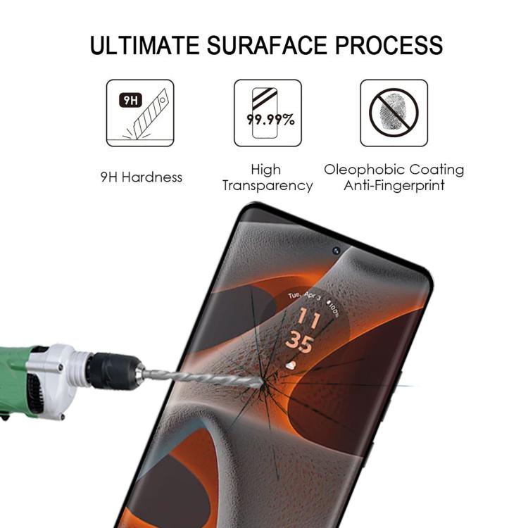 For Motorola Edge 50 Pro Full Glue 9H HD 3D Curved Edge Tempered Glass Film - Black