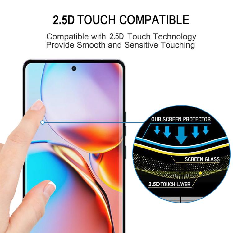For Motorola Edge 2023 Full Glue 9H HD 3D Curved Edge Tempered Glass Film - Black