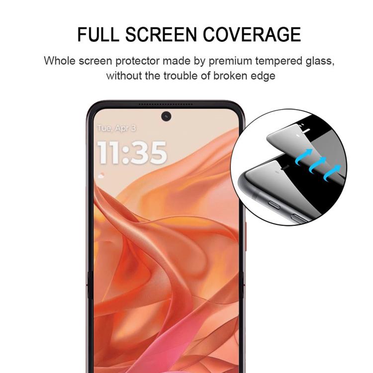 For Motorola Razr 50 Full Glue 9H HD 3D Curved Edge Tempered Glass Film - Black