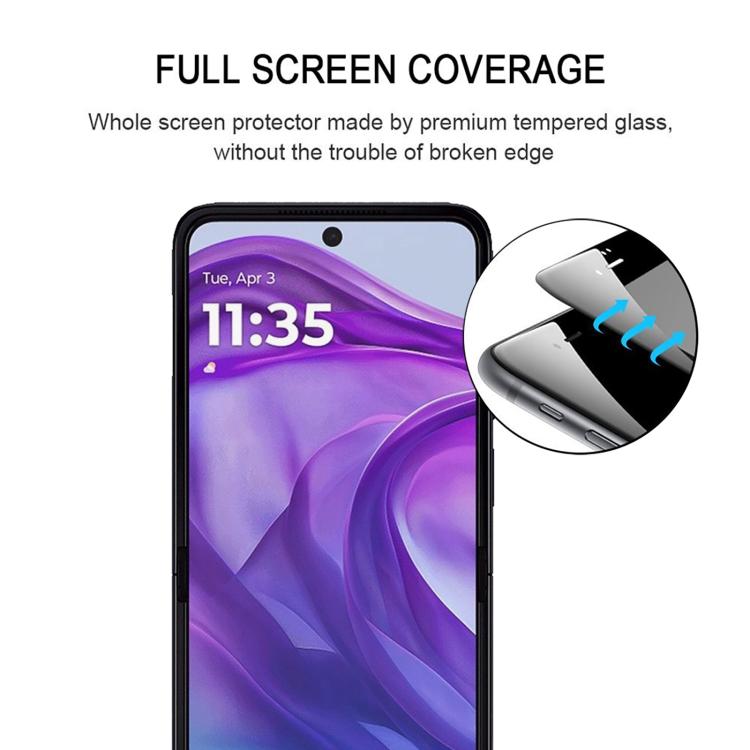 For Motorola Razr 50 Ultra Full Glue 9H HD 3D Curved Edge Tempered Glass Film - Black