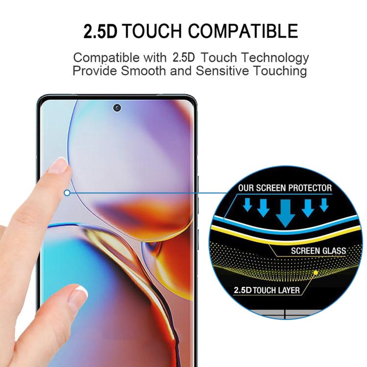 For Motorola Moto X40 Full Glue 9H HD 3D Curved Edge Tempered Glass Film - Black