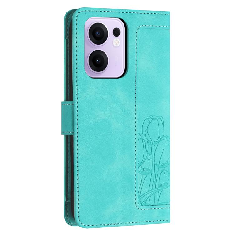 For OPPO Reno13 F 5G / 4G Tulips Embossed Leather Phone Case with Lanyard