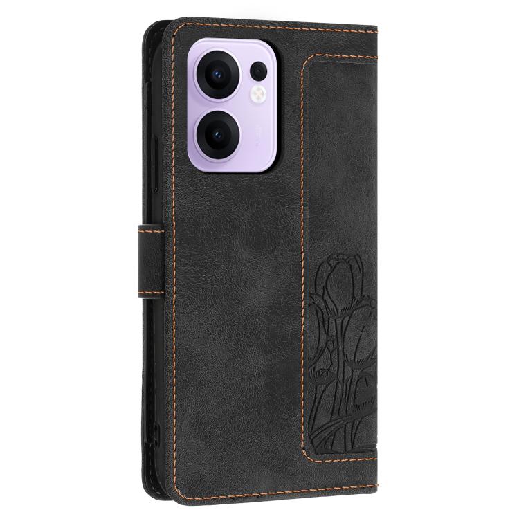 For OPPO Reno13 F 5G / 4G Tulips Embossed Leather Phone Case with Lanyard