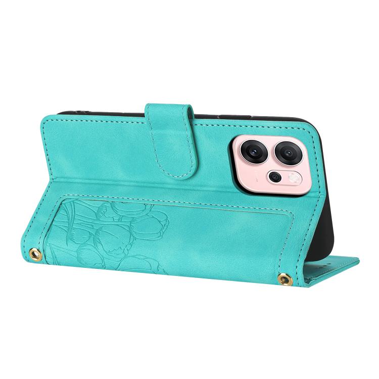 For OPPO Reno14 F 5G Tulips Embossed Leather Phone Case with Lanyard