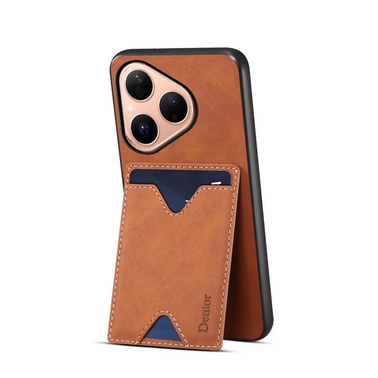 For Huawei Pura 80 5G Denior D06 PU Back Cover Card Slot Holder Phone Case