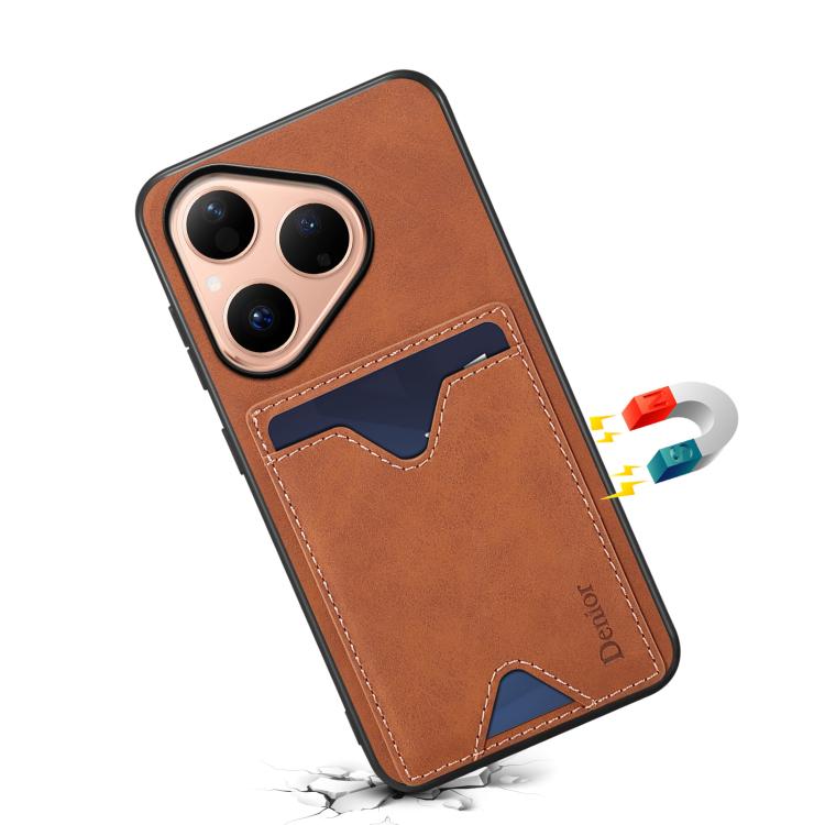 For Huawei Pura 80 5G Denior D06 PU Back Cover Card Slot Holder Phone Case