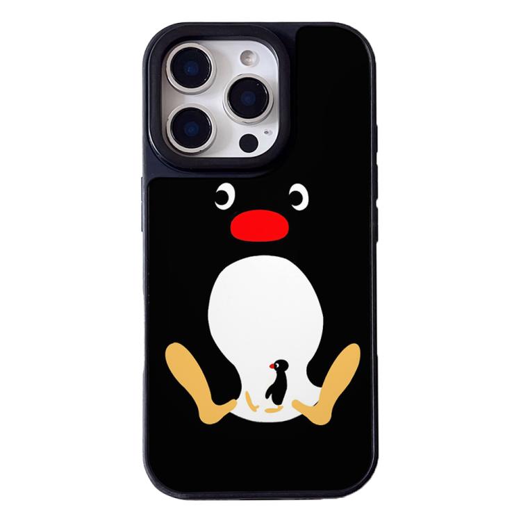 For iPhone 13 Pro Black Back White Belly Penguin Pattern Silicone Phone Case - Black