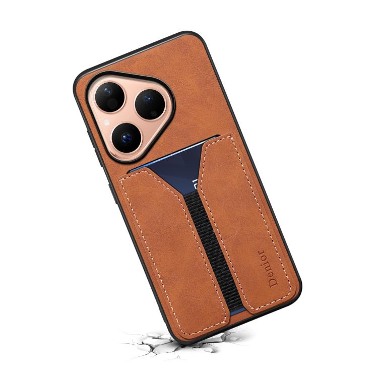 For Huawei Pura 80 5G Denior D07 DV Elastic Card Slot PU Back Cover Phone Case