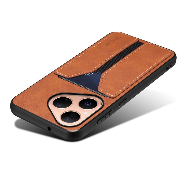 For Huawei Pura 80 5G Denior D07 DV Elastic Card Slot PU Back Cover Phone Case