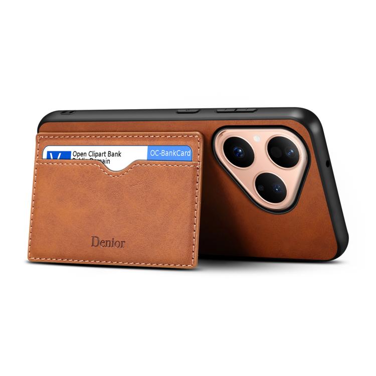 For Huawei Pura 80 5G Denior D08 PU Single Card Slot Holder Phone Case