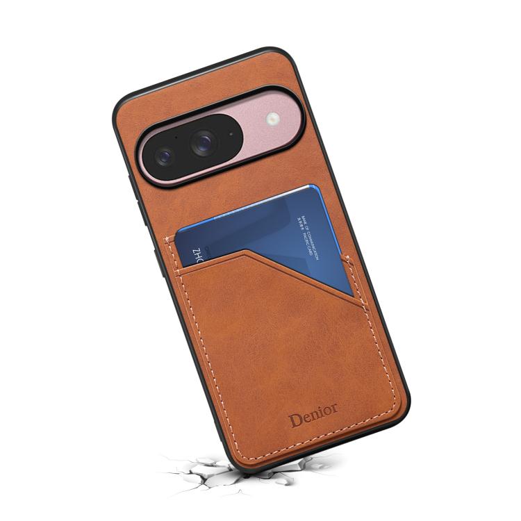 For Google Pixel 10 Pro / Pixel 10 Denior D09 PU Dual Card Slot Back Cover Phone Case