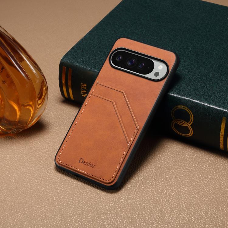 For Google Pixel 10 Pro XL Denior D09 PU Dual Card Slot Back Cover Phone Case