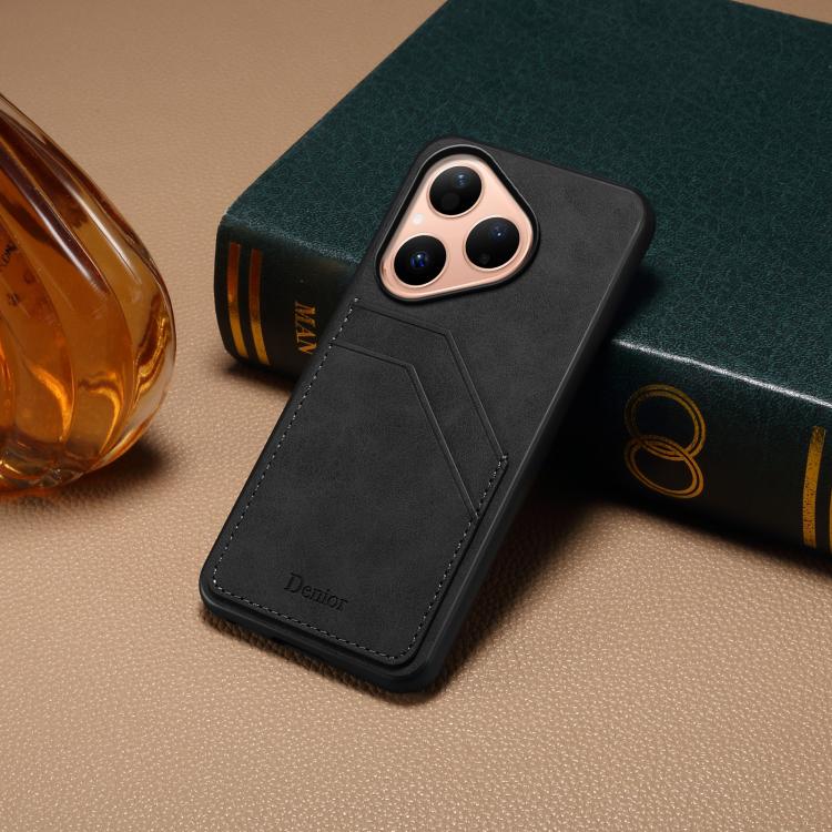 For Huawei Pura 80 5G Denior D09 PU Dual Card Slot Back Cover Phone Case