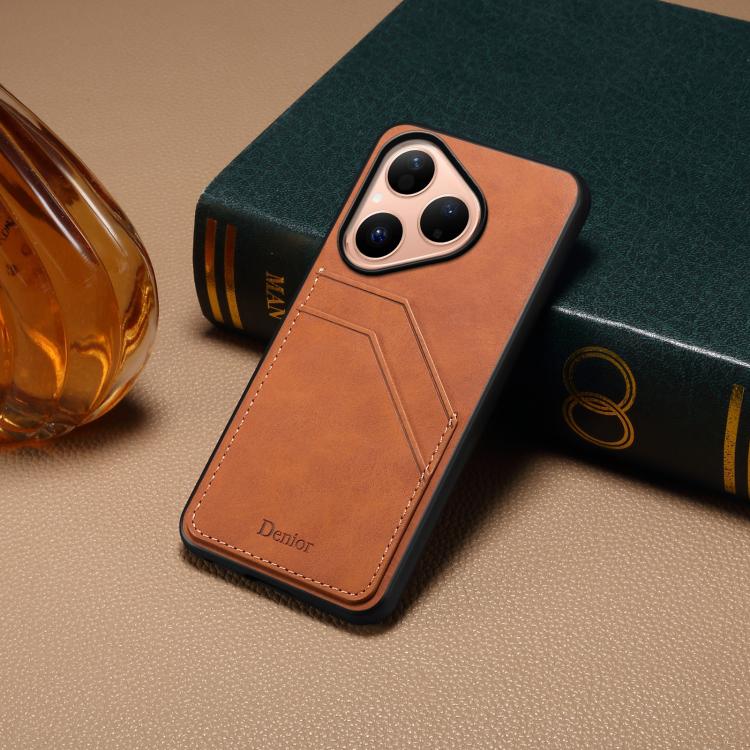 For Huawei Pura 80 5G Denior D09 PU Dual Card Slot Back Cover Phone Case