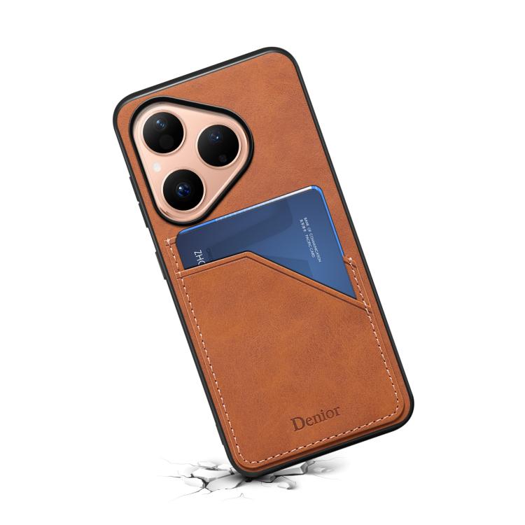 For Huawei Pura 80 5G Denior D09 PU Dual Card Slot Back Cover Phone Case