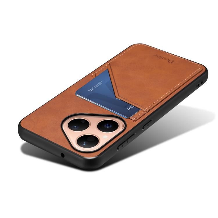 For Huawei Pura 80 5G Denior D09 PU Dual Card Slot Back Cover Phone Case